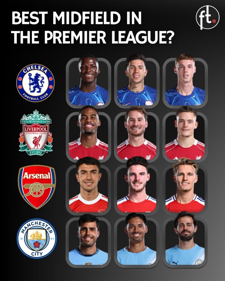 英超中场大PK，切尔西/利物浦/阿森纳/曼城哪家强？